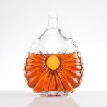 Hot Stamping Surface Handling Empty Crystal Clear Glass Bottle for Rum Brandy