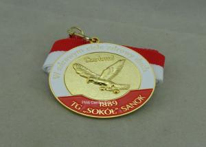 Wholesale Die Casting Soft Enamel Medal , Marathon Running Medal With Printing Ribbon from china suppliers