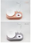 Non Slip 2 Double Cat Food Bowl Plastic Lovely Cat Ear Shaped Bevel Water Neck
