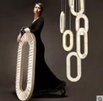 Staircase Crystal Light Long Chandelier Villa Duplex Floor Spiral Chain