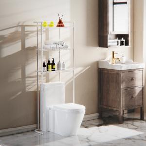 Wholesale 3-Layer Over The Toilet Shelves Multifunction Bathroom Storage Rack Bathroom Organizer Space Saver Shelving Units With Rod from china suppliers