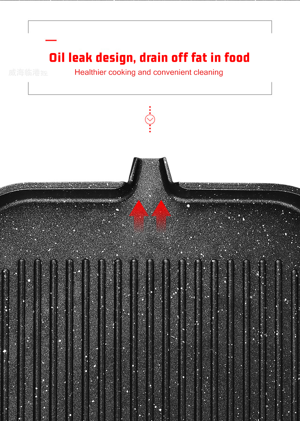 Rectangle Divided Induction Gas Stovetop Grill Pan For BBQ Without Pot Cover