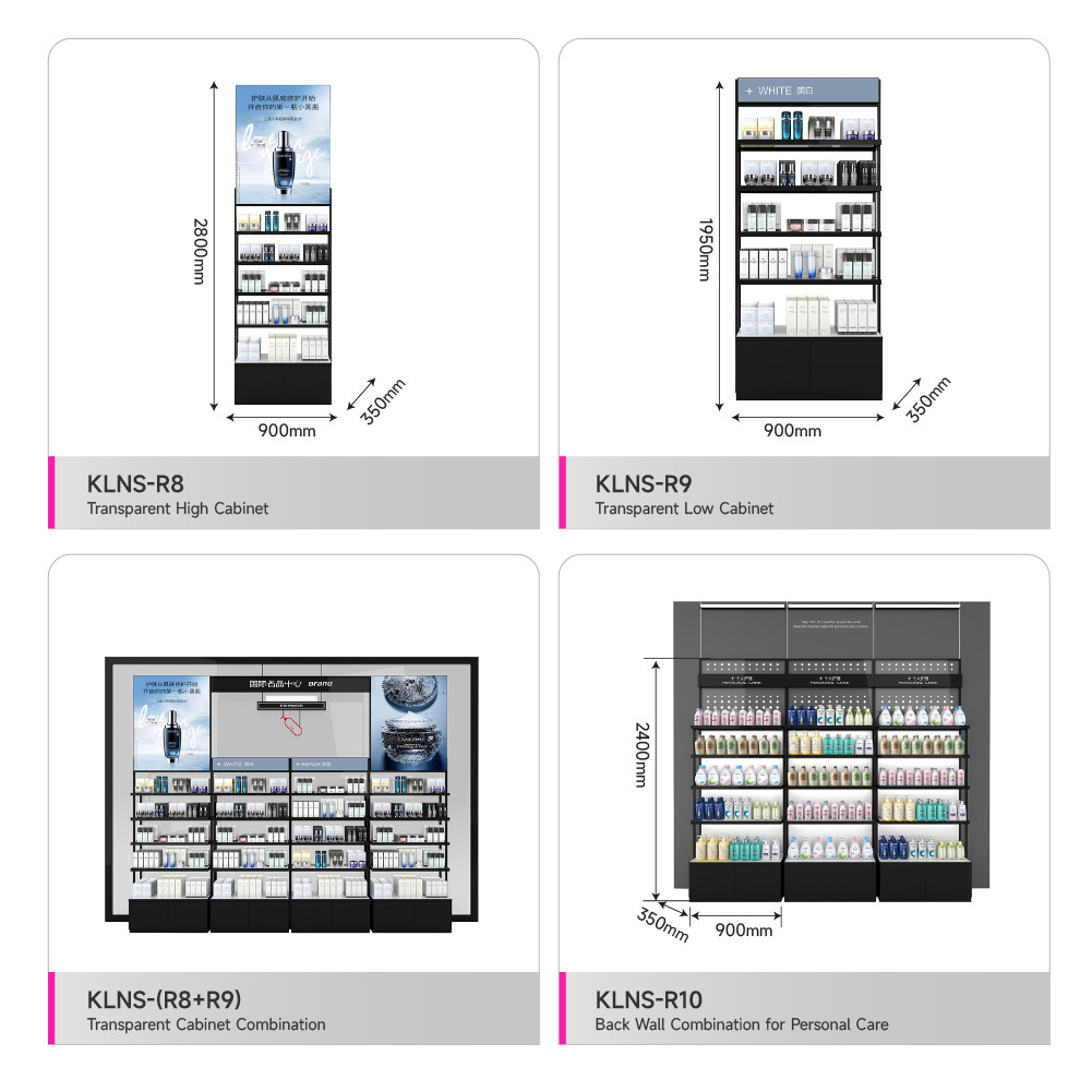 Cosmetic Shop Display Showcase Beauty Store Transparent Cabinet for Skincare Store Decoration and Retail Shop Design