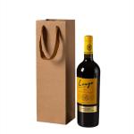 Drawstring Handle Recyclable Paper Kraft Wine Bottle Box Bags Coated Paper