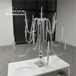 Luxe Wedding centerpiece Crystal Glass Large Branch Candle Stands For Table
