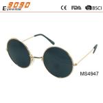 2019 fashion round metal with 100% UV protection lens sunglasses, suitable for