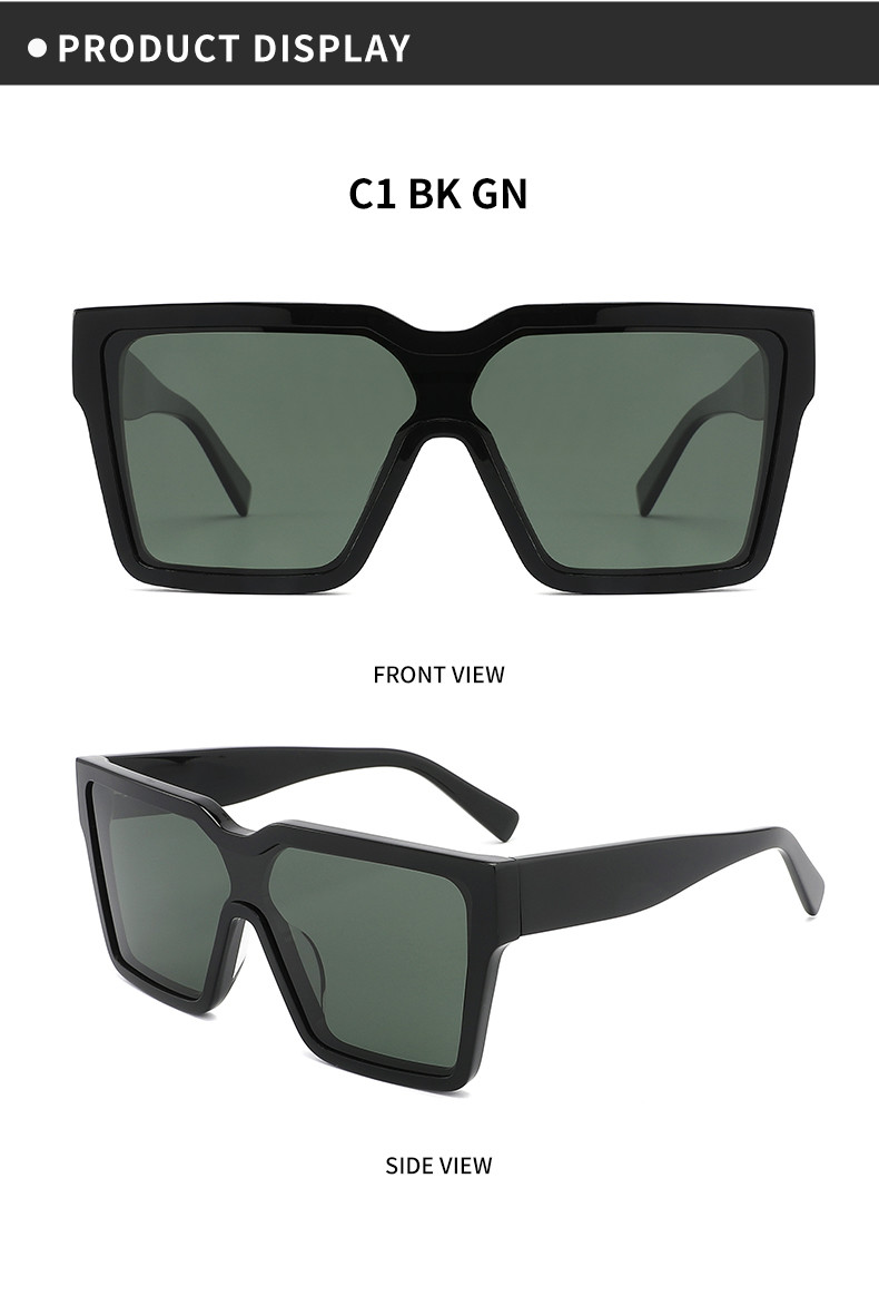 Big Square Acetate Sunglasses Block UV , 145mm Rectangular Frame Sunglasses