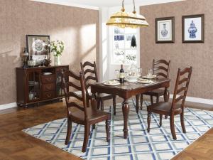 Wholesale Rubber Wood Home dining room furniture Long and round dining table with 4/6 people Chair can by Upholstered cushion seat from china suppliers