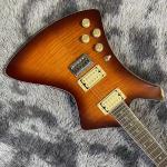 Custom BURN WASH Shaped Left Handed Electric Guitar Flamed Tiger Maple Veneer
