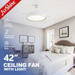 Contemporary Design 6 Speed LED Ceiling Fan with Hidden Blades 42 Inch Space