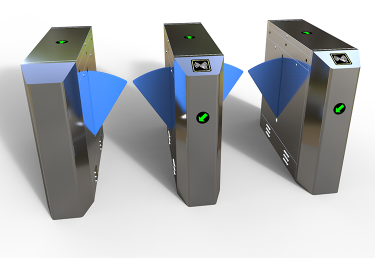 Automatic Revolving Electric Vertical Swing Turnstile Gate , Flap Barrier Turnstile Security Gate