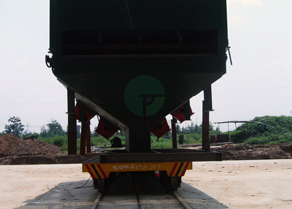 Assembly Line Electric Flatbed Platform Material Handling Rail Ferry Transfer Trolley