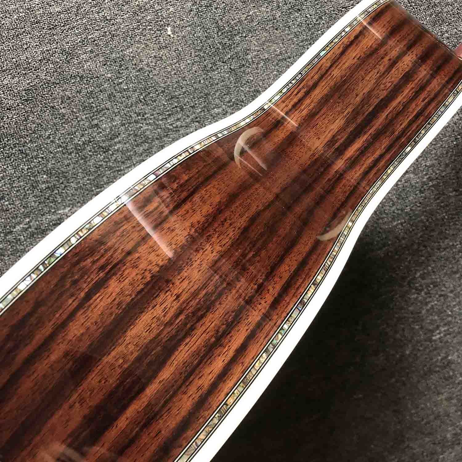 Custom OM Body Solid Europe Spruce Top Ebony Fingerboard Rosewood Back Side Abalone Binding Classic Acoustic Guitar