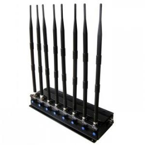 China 8 Bands Indoor Cell Phone Signal Jammer , Wireless Mobile Signal Blocker 18W RF Power on sale