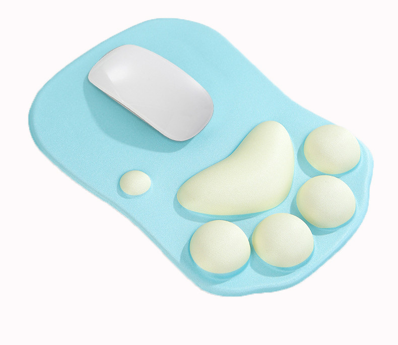 Portable Recycled Pink Paw Mouse Pad , Nonslip Mousepad With Wrist Support