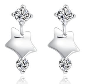 Wholesale Europe and America S925 Silver Hearts and Arrows Zircon earrings shining star from china suppliers