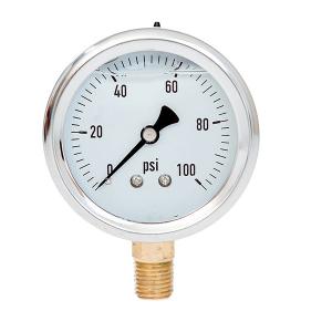 Wholesale 1/4'' NPT Glycerine Filled Bottom Connection Pressure Gauge 2.5'' 6.3CM 100psi from china suppliers