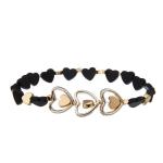 Cool Lady Round Beads Bracelet Set Black Facted Small Size With Druzy Charm