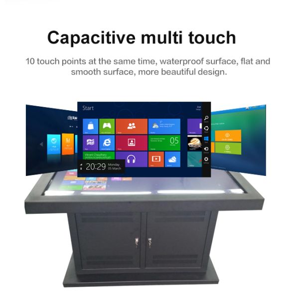 65-Inch Capacitive Interactive Touch Screen Table with Cabinet Adjustable Inquiry Terminal