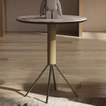 Living Room Stainless Steel Side Table With Brushed Gun Black Ceramic Top