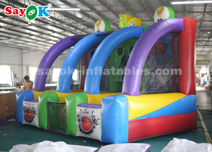 Inflatable Lawn Games Garden Inflatable Sports Games Shooting Basketball Hoop And Football Gate With Air Blower