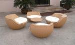 Hand-Woven Brown Cane Obelisk Chair Set For Living Room / Balcony