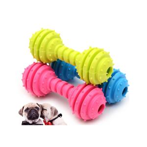 Wholesale Colorful Bone Shape TPR Pet Dog Toy Suitable for All Seasons Barbell Dog Chew Toy from china suppliers