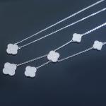 Polished Sterling Silver Four Leaf Clover Necklace 925 CZ Necklace