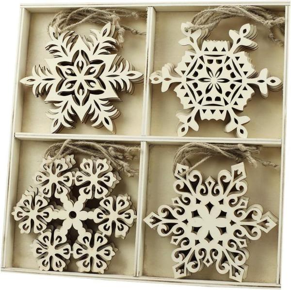 Personalized christmas ornaments Wooden snowflakes Set of 16 snowlakes Snowflake