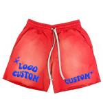 Custom Screen Puff Printing Mens Sweat Shorts in Acid Washed Streetwear Hip Hop