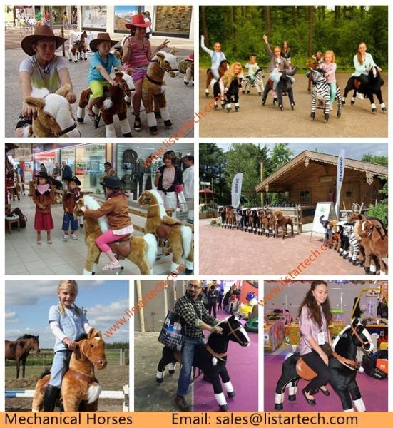 Outdoor Amusement Rides Plush Ride On Horse Toys, Ride on Horse Toy Animal Rides