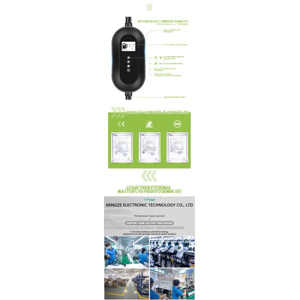 7kW Type 2 Portable EV Charger 8A-32A Adjustable 32A IP65 Weatherproof