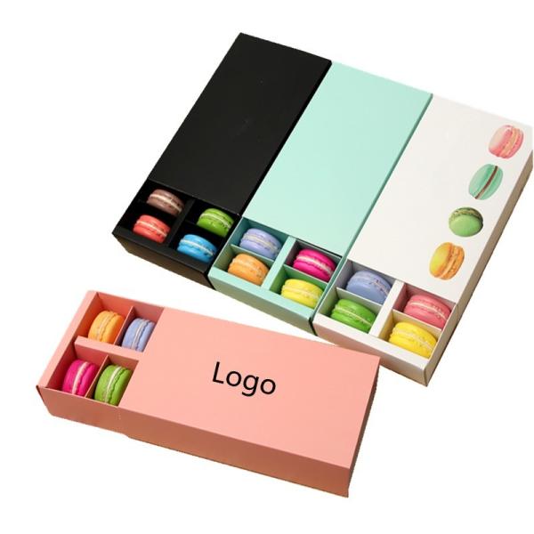 Rectangle Foldable Paper Divider Inserts Box for 12 Macarons Luxury Macaron Gift