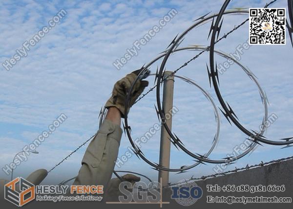Quality CBT-65 O.D500mm Galvanised Single Coil Razor Wire Barriers | Anping Razor Wire Factory for sale
