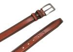 Brown Mens Leather Dress Belt Feather Edge Double Stitching With Zinc Alloy Pin