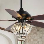 Commercial 65W 120V Matte Black Ceiling Fan With Light And Remote