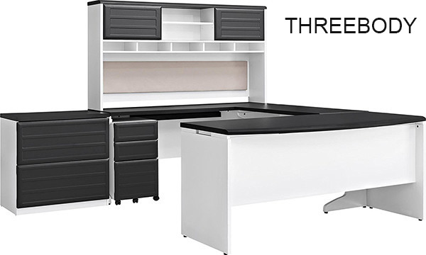 High End U Shaped Computer Desk , Executive U Shaped Office Desk With Hutch