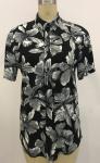100% Viscose Summer Casual Leaf Print Short Sleeve Shirt Beach Style