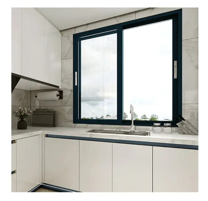 Aluminum Frame Glass Windows With Custom Color 3 Tracks Aluminium Glass Sliding House Window