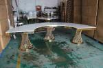 Small Waist Base MDF Table Top Half Moon Dining Table Set Stainless Steel Frame