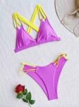 Sexy purple Bikini Bathing Suits Color Matching U Drag Women 2 Piece Bikini