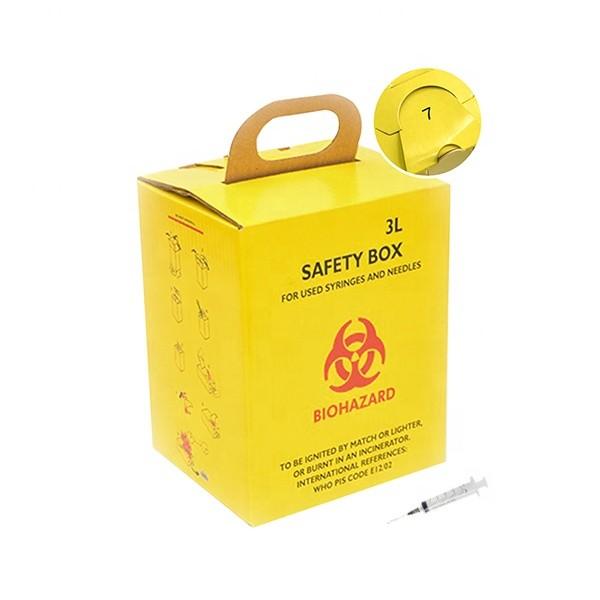 3L Custom printing logo corrugated paper Hospital Disposal Syringe Needle Sharp