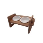 Pet Feeding Food Made Stylish Solid Bamboo Elevated Feeder Stand with Ceramic