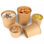 Disposable Single Wall Greaseproof Kraft Paper Food Container 12Oz For Congee