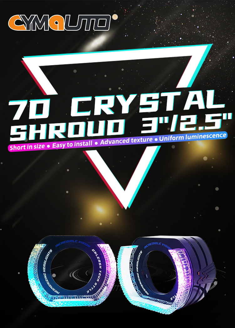 7D-4 Crystal Shroud 3030 LED Angel Eyes 3 Inch White Color Black Shroud High Level