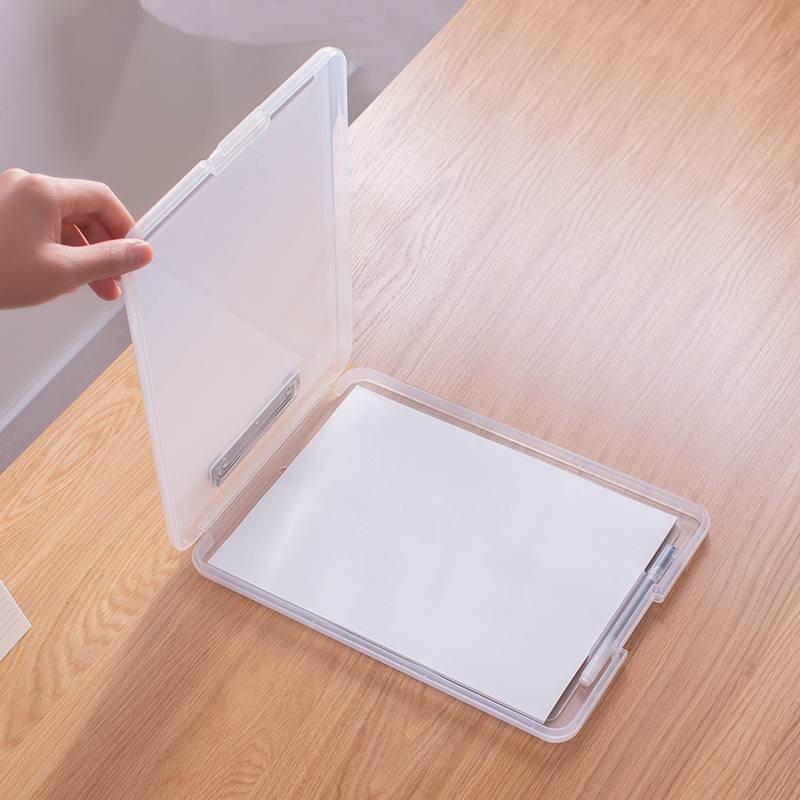 Writable Plastic A4 Document Box Transparent Storage Box Silk Printed 24x35cm