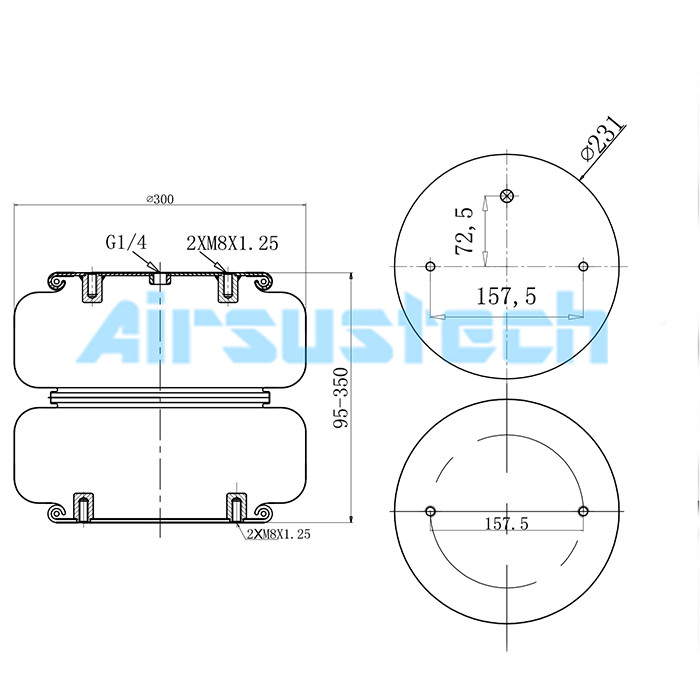 7.00KG Natural Rubber Convoluted Air Spring W01-358-7443 Firestone Air Bags