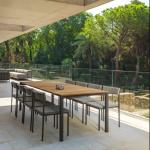 Teak Chair Sets for Outdoor Patio Gray Brown Rattan Table and Chairs in Modern