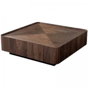 China Black Walnut Coffee Table Nordic Light Luxury Square Tea Table For Lobby Office on sale