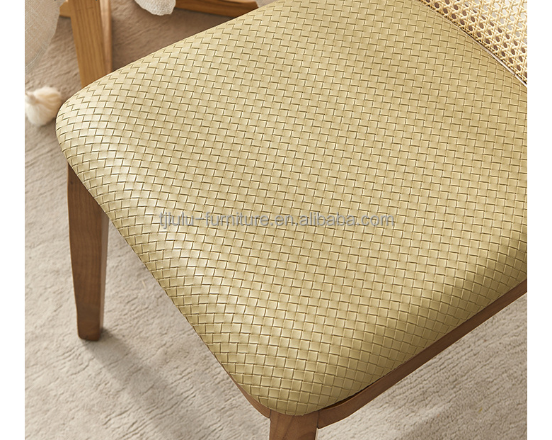 Restaurant Furniture Rattan Chair with Ash Wood Frame and Upholstered Seat